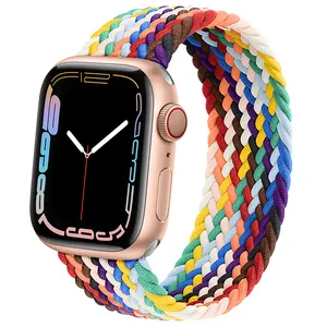 2022 Neues geflochtenes elastisches Nylon armband für Apple Watch Band iwatch Serie 7 41 45mm Smart Watch Armband A-E010