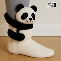 Nouvelle Arrivée Chaussettes Animaux en Peluche Crocheté Raton Laveur 3D Mignonnes Chaussettes de Sol Chaudes Antidérapantes en Coton et Laine pour Hommes et Femmes