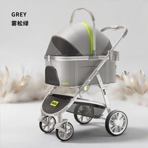 Pet seyahat lüks alüminyum 4-Wheel köpek arabası ile ayrılabilir taşıyıcı tek el kat - Product Image 2