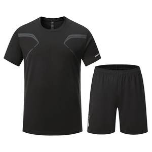 Usine directe sport ensemble mâle été course Fitness ample décontracté séchage rapide T-shirt hommes Shorts manches Shorts deux pièces ensemble - Product Image 1