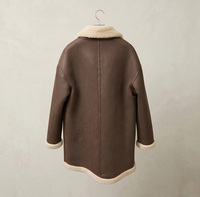 Manteau long chaud pour femme, marron foncé, style vintage, en similicuir, mélange de laine à 30 %, doublure polaire, revers cranté, coupe ample, vêtement d'extérieur d'hiver