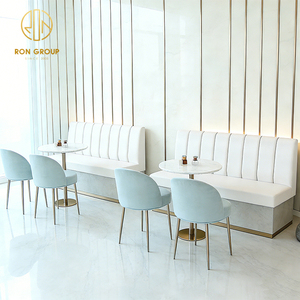 โต๊ะและเก้าอี้ร้านอาหารทรงกลมครึ่งวงกลมหินอ่อนสีขาว เฟอร์นิเจอร์ร้านกาแฟ โซฟา ที่นั่งแบบบูธ - Product Image 6