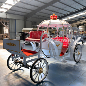 Charrette de mariage royale en forme de citrouille pour princesse, siège rouge avec couronne rouge, vente en gros - Product Image 1