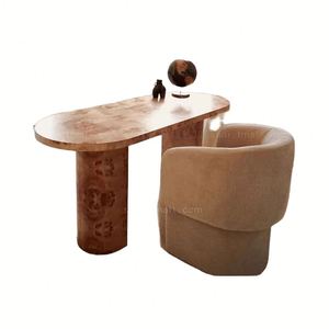 Mesa de Centro de Madera Maciza con Revestimiento de Corteza, Estilo Estrecho y Tradicional para Sala de Estar, Muebles para el Hogar - Product Image 1