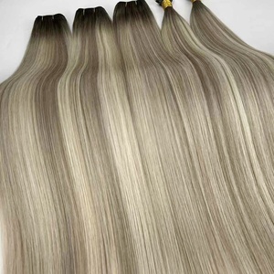 <span class=keywords><strong>Extensiones</strong></span> de Cabello Humano Virgen, <span class=keywords><strong>Extensiones</strong></span> de Pelo Rubio Ceniza, Raíces Oscuras, <span class=keywords><strong>Balayage</strong></span>, Máquina de Resaltado Gris, Doble Trama - Product Image 6