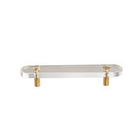 Poignée en laiton massif avec barres en acrylique transparentes, poignée longue en T pour portes d'armoires et tiroirs, quincaillerie de mobilier