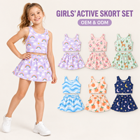 Ensemble jupe et débardeur sans manches pour bébés et jeunes enfants, imprimé personnalisé, motif estival, extensible et doux
