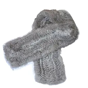 Cachecol de pele de coelho personalizado IC-KSR para inverno, lenços de malha de venda quente no outono e inverno