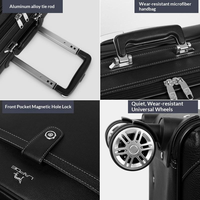 Valise de voyage en cuir véritable pour affaires, avec serrure, bagage à main, pour homme et femme, roulettes multidirectionnelles
