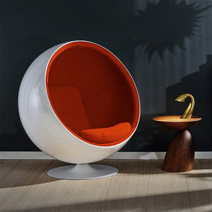Fauteuil Oeuf au Design Unique Mobilier de Salon Moderne Fauteuil Lounge Rond Ball en Fibre de Verre et Velours Fauteuil Individuel Pivotant - Product Image 6