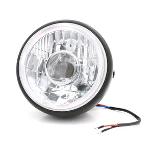 HONGPA Farol de motocicleta com lente de luz modificada de 7 polegadas para Harley Honda Suzuki KTM Café Racer