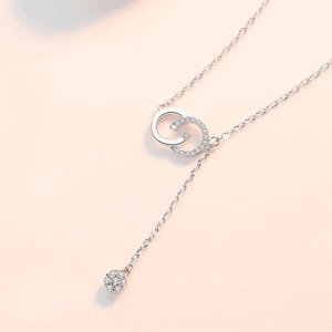 Collana con Ciondolo a Doppia C Semplice per Donne, Elegante Catena per Clavicola, Gioielli Minimalisti alla Moda - Product Image 3