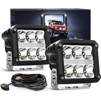 Luz LED de 4 Pulgadas con DRL, 60W, Luz de Trabajo, Haz de Luz Superpotente, con Kit de Cableado de 16AWG para Camionetas Todoterreno, SUV, ATV y UTV