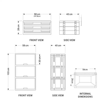HAIXIN Vente chaude Organiseur de tiroirs de rangement pliable moderne à 3 niveaux, grand, transparent, en plastique, pour enfants, vêtements, aliments