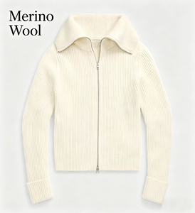 <span class=keywords><strong>Cardigan</strong></span> en laine mérinos pour femme, personnalisable avec logo, chaud et décontracté pour l'hiver, design à col rabattu, fermeture éclair - Product Image 2