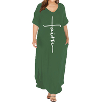 Robe d'été décontractée avec col en v ourlet pour femme, vêtement surdimensionné, ample, grandes tailles, imprimé, vente en gros, 2022