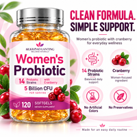Probiotiques pour femmes, 5 milliards d'UFC, 14 souches, extrait de canneberge, 120 gélules, étiquette personnalisée, complément alimentaire, directement de l'usine