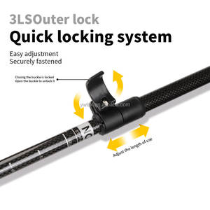 Bastón <span class=keywords><strong>de</strong></span> <span class=keywords><strong>Trekking</strong></span> Telescópico Ligero <span class=keywords><strong>de</strong></span> Fibra <span class=keywords><strong>de</strong></span> Carbono con Bloqueo Rápido Externo <span class=keywords><strong>de</strong></span> EVA, Ajustable <span class=keywords><strong>de</strong></span> 63-135 cm para Senderismo, Escalada y Caminata Nórdica - Product Image 2