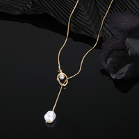 Collier de style baroque avec imitation de perles, pendentif en perle, chaîne de pull pour femme, bijoux