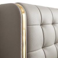 Lit de rangement de luxe moderne avec éclairage LED - Cadre de lit rembourré en cuir pour tailles King et Queen, idéal pour la vente en gros B2B