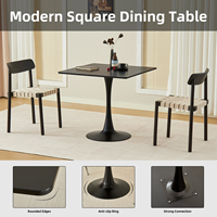 Table à manger Tulip de 31,5 pouces, table de bistrot moderne du milieu du siècle pour cuisine, petits espaces, salon, café (noir)