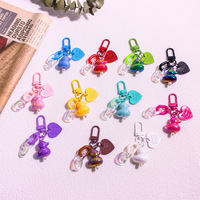 Porte-clés Canard Dégradé Mignon avec Strass, Pendentif Cœur en Résine Brillante, Breloque pour Sac ou Téléphone pour Femmes et Filles, Mini Porte-clés Canard