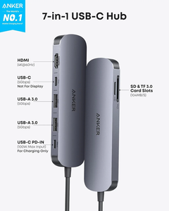 ANKER A83D2 Hub USB-C 7-en-1 <span class=keywords><strong>HDMI</strong></span> 4K 60Hz 85W PD Charging 5Gbps USB 3.0 Lecteur de cartes SD TF Station d'accueil pour ordinateur portable MacBook Pro - Product Image 2