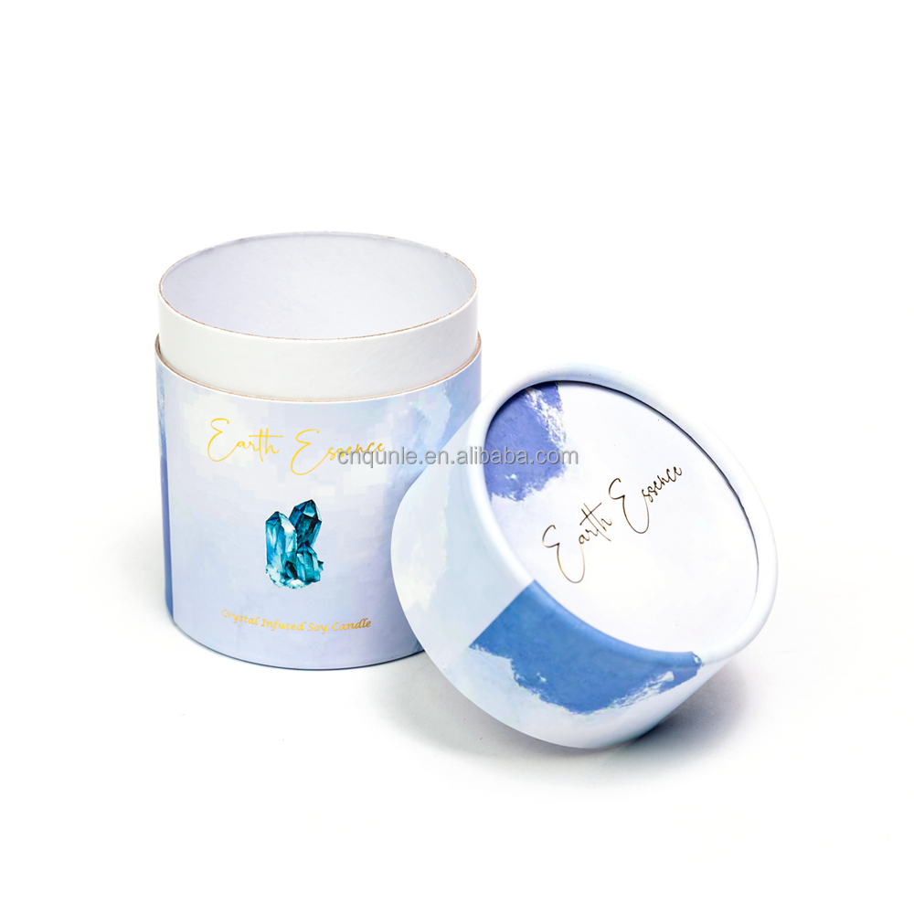 recyclable cylinder package box for candle black candle packaging boxes with silver stamping