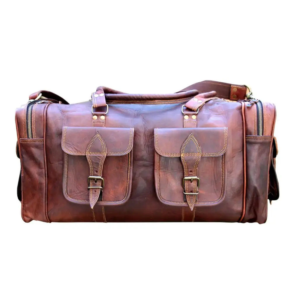 Echtes Ziegenleder Hochwertige Vintage Reisegepäck tasche Schulter gymnastik Sport reise Reisetasche Cross Body