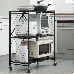 Multifunctional 3 Tier <strong>Folding</strong> Storage <strong>Shelves</strong> Kitchen Oven Foldable Storage <strong>Shelf</strong> Kitchen Display Rack <strong>Folding</strong> <strong>Shelf</strong> - Product Image 2