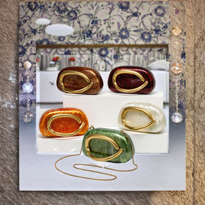 Sac à main de soirée de luxe pour femmes, style classique, pochette de mariage en acrylique, doublure en polyester, sac à main élégant pour femmes - Product Image 3