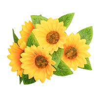 Bouquet de fleurs artificielles en soie, tournesol à 5 branches, pour la décoration de la maison, la Saint-Valentin
