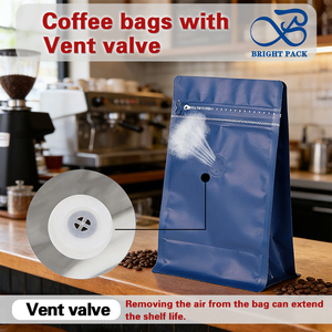 Sacs à café en aluminium mat avec logo personnalisé, étiquette privée, 250g 500g 12oz, fond carré, fermeture éclair, emballage - Product Image 2
