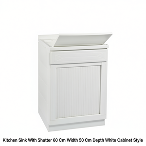 Fregadero de Cocina con Puerta Abatible de 60 cm de Ancho y 50 cm de Profundidad, Estilo Gabinete Blanco - Product Image 3