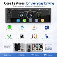 Autoradio Flysonic FYDZ Single DIN 6.38'' avec écran tactile CarPlay et Android Auto, Mirror Link, USB, FM, universel