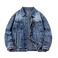 Veste en jean délavée pour homme, coupe slim, en coton premium, boutonnée, col rabattu, personnalisable, décontractée, printemps, vente en gros