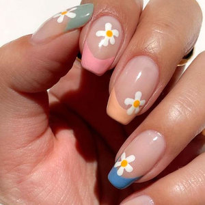 <span class=keywords><strong>Uñas</strong></span> Postizas Francesas Transparentes con Diseño de Flores Pequeñas, Diseño Primaveral, Ecológicas, de ABS, <span class=keywords><strong>Uñas</strong></span> de Ataúd de Marca Privada - Product Image 1