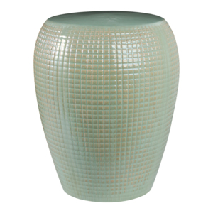 Textured Ceramic Barrel <b>Garden</b> <b>Stool</b> Glazed Design Outdoor Side Table Decorative Accent - Product Image 4