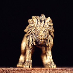 Figura Decorativa de Lobo <span class=keywords><strong>Rey</strong></span> de Latón, Adorno Creativo Retro Sólido para Oficina, Hogar o Mesa de Té - Product Image 2