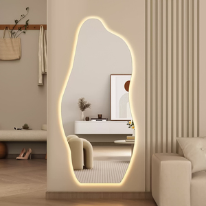 Espejo con luz LED para decoración de hoteles, cosmético al por mayor, espejo con luz LED, espejo de Spiegel irregular iluminado para salón de baño, luz LED inteligente - Product Image 1