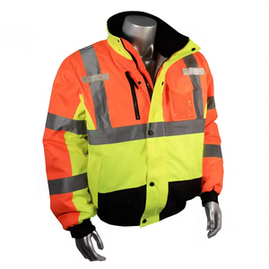 Wholesale <strong>Hi</strong> <strong>Vis</strong> <strong>Orange</strong>/Yellow Safety Jacket Industrial Construction Worker's Polyester Front Zipper Front for Winter - Product Image 1