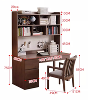 Escritorio para Oficina en Casa, Escritorio de Estudio para Estudiantes, con Estantería Integrada y Cajones, Madera Maciza, Ecológico, Duradero, para Dormitorio, para Usar con Computadora