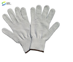 Guantes de trabajo de punto de hilo de poliéster blanco sin costuras de almacén de fábrica reutilizables ligeros económicos industriales de uso general - Product Image 4