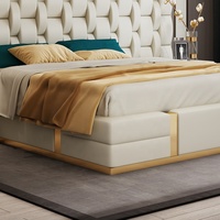 Winforce OEM/ ODM cuir de vache véritable super large dos 304 acier inoxydable barre d'or lit double de luxe lit King être personnalisé