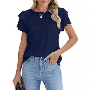 T-shirt à manches courtes ajusté à cordon de serrage avec imprimé peinture à l'huile Euro-Chic - Haut indépendant sexy et polyvalent pour femmes - Product Image 4