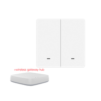 Tuya smart life-interruptor inalámbrico de 2 entradas, control remoto por aplicación, wifi ble, botón pulsador de escena, funciona con batería