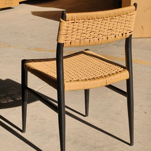 Silla de Comedor Estilo <span class=keywords><strong>Wishbone</strong></span> de Diseño Icónico, Asiento de Cordón de Papel Tejido a Mano, Estructura Metálica Resistente, para Cafetería o Restaurante, Proveedor Profesional - Product Image 2