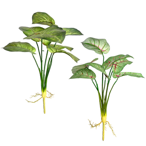 Plante artificielle miniature Caladium en pot, fausse Alocasia ornementale pour la décoration de tables d'hôtels et de cafés (vente en gros) - Product Image 1