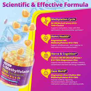 เยลลี่ L-เมทิลโฟเลต 15 มก. ของ OEM พร้อมเมทิลบี12, โฟเลต 5-MTHF อาหารเสริม L-เมทิลโฟเลต สำหรับอารมณ์ สุขภาพสมอง และการเรียนรู้ - Product Image 4