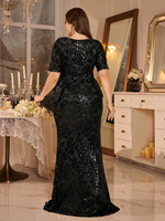 Robes de soirée élégantes en dentelle pour femmes, manches mi-longues, noires, sexy, style sirène, grandes tailles, 2026
